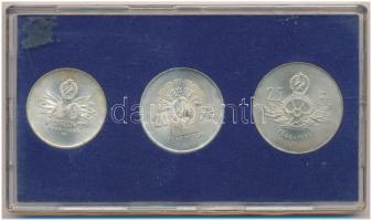 1956. 10Ft + 20Ft + 25Ft Ag 10 éves a Forint sor kék MNB tokban T:1 Adamo EM4, EM5, EM6