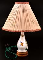 Herendi Viktória mintás porcelán lámpa, sérült lámpaernyővel, kopásnyomokkal, m: 39 cm