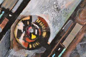 Urbán György (1936-2011): Kompozíció. 1975. Kréta-tempera, papír, jelzett,. 24x34 cm