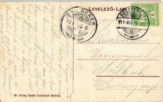 1911 Beszterce, Bistritz, Bistrita; Holzgasse / Fa utca, Kollmann és Keresztes üzlete. Kiadja Guido ...