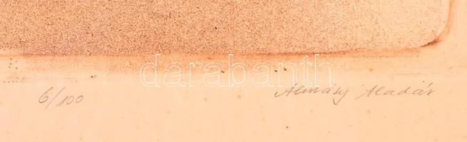 Almásy Aladár (1946-): Ifjú Mózes (6/100). Rézkarc, papír, jelzett, üvegezett keretben, 38×28 cm