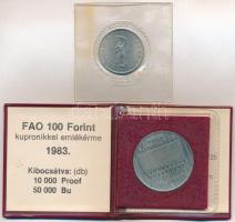 1981. 10Ft Ni "FAO" lezárt fóliában + 1983. 100Ft Cu-Ni "FAO" eredeti tokban T:B...