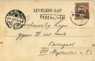 1901 Érsekújvár, Nové Zámky; Kossuth tér, templom, gyógyszertár, Conlegner J. és fia üzlete és saját...