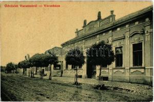 1915 Varannó, Vranov nad Toplou; Városháza. W. L. (?) 2612. Kiadja Klauser Emil / town hall (fl)