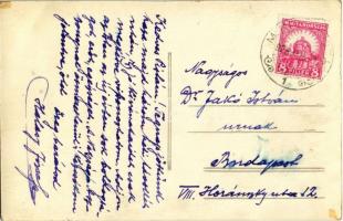 1928 Tibolddaróc, Halasy kastély kert oszlopokkal. Halasy József levele. photo