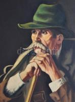 Kasznár Ring Jenő (1875-1945):Zöld kalapos férfi. Olaj, vászon, jelzett, apró festékhibákkal, keretb...