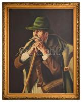 Kasznár Ring Jenő (1875-1945):Zöld kalapos férfi. Olaj, vászon, jelzett, apró festékhibákkal, keretb...