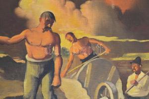 Tápay Lajos (1900-1964): Kubikosuk. Olaj, vászon, jelzett, sérült keretben, 59×81 cm