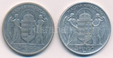1930. 5P Ag "Horthy jobbra" + 1943. 5P Al "Horthy Miklós születésének 75. évfordulója...