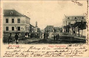 1903 Nagytapolcsány, Topolcany; Kis piac tér, zsinagóga. Zhorella Gyula kiadása / market square, synagogue