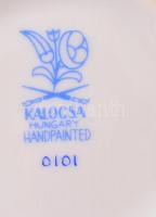 Kalocsai porcelán váza és tálka, kézzel festett, jelzett, hibátlan, m: 19 cm, d: 17 cm