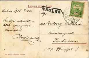 1908 Zsolna, Sillein, Zilina; utca, Szentháromság templom. Biel L. kiadása / street, Trinity church