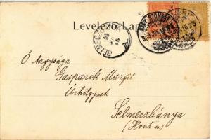 1903 Nagyszombat, Tyrnau, Trnava; Fő tér télen, Szentháromság szobor, üzletek. Horvitz Adolf kiadása...