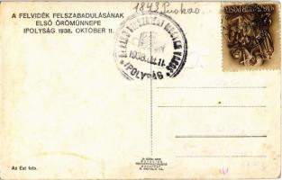 1938 Ipolyság, Sahy; bevonulás / entry of the Hungarian troops + "Az első visszatért magyar vár...