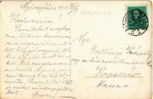 1933 Nyíregyháza, Sóstófürdő; villamosok az (motor) állomásnál. Levelezőlap üzem kiadása