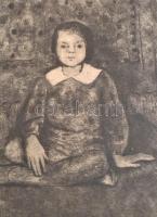 Szőnyi István (1894-1960): Zsuzsa. Rézkarc, papír, jelzett, üvegezett keretben, 23×17 cm