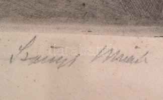 Szőnyi István (1894-1960): Zsuzsa. Rézkarc, papír, jelzett, üvegezett keretben, 23×17 cm