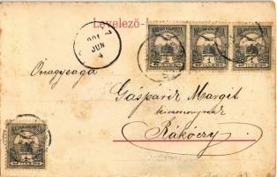 1901 Varjas, Varias; Fő tér, templomok, Elszner F. Gyula kiadása / main square, churches (kis szakad...