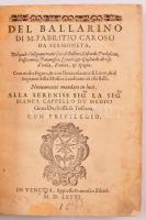 Fabrizio Caroso. Il Ballarino.. Divisio in due Trattati. Trattato due.Vezezia, 1581. Francesco Ziletti. munkájának egy XVIII. századi facsimile kieadása. 144 l. (kétoldalas) 8p. + a könyv első fejezetéből: (Trattato Una) az utolsó 11 levél a végére kötve (5-16-ig). Fabrizio Caroso 22 db egészoldalas fa után készült rézmetszetével illusztrált (a 23. a szerző címképe hiányzik). 1943-ban készített igényes álbordás, vaknyomott, feliratozott bőrkötésben. Néhány oldalon foltok, és minmális restaurálás, de alapvetően jó állapotban.  Giacomo Caroso da Sermoneta (1526/1535 - 1605/1620) könyve az első komoly táncművészetről szóló illusztrált munka, mely betekintést nyújt a reneszánsz táncok és énekek világába. A könyv első részében a különböző táncfigurákat mutatja be, általában két, néha több személyre. Ehhez tartoznak a pózokat bemutató táblák, a második részben különböző dalok és versek (balletti és cascarde) kottás bemutatásáról szól.  Világszintű ritkaság, hazai árverésen még nem szerepelt! /  18th century facsimile edition  The book contains the second chapter of the book with the 22 full page copper plate (made after woodcut) illustrations. The first chapter is missing a part. Only the last 11 double pages are included and bound to the end.  In quality modern full leather binding made in 1943.  Caroso work is a first classic of early dance literature. A guide to the social dances in fashion in late 16th-century Italy, Spain, and France is one of the most important early monographs on dance. Some pages are stained, but overall in god condition.  Even the facsimile is a rarity.
