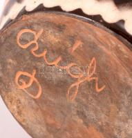 Mázas kerámia kancsó, jelzett, apró hibákkal, m: 15,5 cm