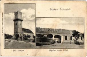 1908 Olaszliszka, Ó-Liszka; Katolikus templom, Káptalan püspöki lak. Lefkovics Robert kiadása (fl)