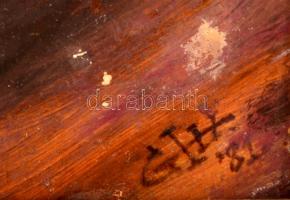 GH jelzéssel: Csend I. Olaj, farost, keretben, 40×30 cm