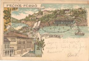 1900 Fiume, Rijeka; Susak-Pecine-fürdő, Tersatto vár, Susak szálloda / Trsat castle, hotel. E. Honig floral, litho (EK)
