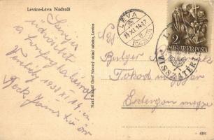 Léva, Levice; vasútállomás / Bahnhof / Nadrazi / railway station "1938 Léva visszatért" So...