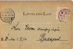 1898 Szeged, Széchenyi tér a M. k. posta palotával, Klauzál tér az Europa szállodával, Dugonits (Dug...