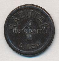 ~1940. "Pannónia Sörgyár Pécs / Háziital 1 Liter" zseton T:1-,2 karc