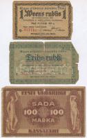 Észtország 1919. 100M + Lettország / Riga 1919. 1R + 3R T:III-,IV Estonia 1919. 100 Marka + Latvia / Riga 1919. 1 Rublis + 3 Rubli C:VG,G