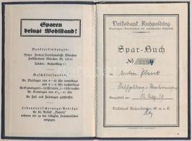 Német Harmadik Birodalom / Ruhpolding 1939-1944. "Sparbuch" takarékbetétkönyv bejegyzésekk...
