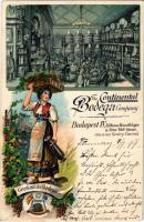 1899 (Vorläufer!) Budapest V. The Continental Bodega Company borcsarnoka, belső. Kossuth Lajos utca 18. az Országos Kaszinó tőszomszédságában. Art Nouveau, floral, litho