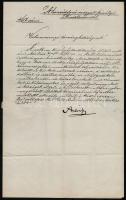 1867 A m. kir. honvédelmi minisztérium sokszorosítási eljárással másolt hivatalos levele Győr vármegyei törvényhatóságok részére a katonai térképezés folytatásáról, a miniszterelnöki hivatal rányomott viaszpecsétjével