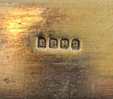 cca 1900 Régi elefántcsont nyeles, gravírozott ezüst (Ag.) pengéjű halkés készlet, 6 db, jelzett, sa...