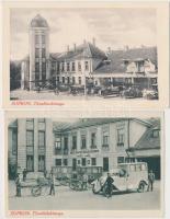 Sopron, Rösch Frigyes Tűzoltó laktanya őrsége, tűzoltó és mentőkocsik, beteghordóágy - 2 db használatlan régi képeslap / 2 unused pre-1930 postcards