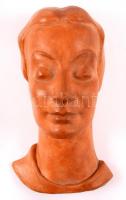 Gombos Székely Lilly (1897-): Art deco női fali maszk, mázas kerámia, jelzett, kopásnyomokkal, 19×8 cm