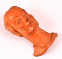 Gombos Székely Lilly (1897-): Art deco női fali maszk, mázas kerámia, jelzett, kopásnyomokkal, 19×8 ...