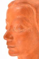 Gombos Székely Lilly (1897-): Art deco női fali maszk, mázas kerámia, jelzett, kopásnyomokkal, 19×8 ...