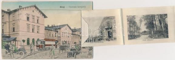 1917 Stryi, Stryj; Dworzec kolejowy / Bahnhof / railway station, in the future montage. leporellocar...