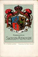 Herzogtum Sachsen-Meiningen / coat of arms of the Duchy of Saxe-Meiningen (1680-1918) Kunstverlag Paul Kohl No. 24. litho (EK)