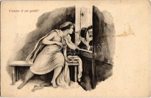 Comme il est gentil! / Erotic vintage art postcard (fl)