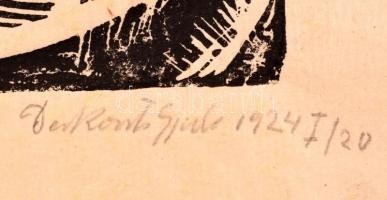 Derkovits Gyula (1894-1934): Halottsiratás 1924 I/20. Fametszet, hártyapapír, jelzett, kis gyűrődéss...