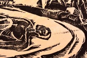 Derkovits Gyula (1894-1934): Halottsiratás 1924 I/20. Fametszet, hártyapapír, jelzett, kis gyűrődéss...