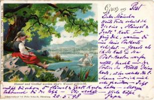 1898 Jancsi és Juliska / Hansel und Grethel. Lith. Anstalt Kaufbeuren F. Siml / Hansel and Gretel - ...