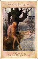 3 db régi B.K.W.I. bécsi művészlap E. Schütz szignóval / 3 pre-1945 B.K.W.I. Viennese art postcard s...