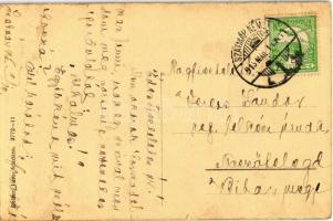 1915 Szatmárnémeti, Szatmár, Satu Mare; Református templom, Kölcsey szobor, utca, hirdetőoszlop. Rei...