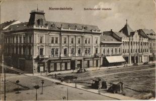 1916 Marosvásárhely, Targu Mures; Széchenyi tér, Bocsánczy Márton, Pap Zsigmond, Melczer Gyula, Grünwald Sámuel és Nuridsány V. üzlete / square, shops