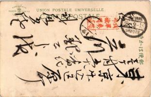 Farewell to soldiers leaving for the front. Japanese military art postcard (szakadás / tear)