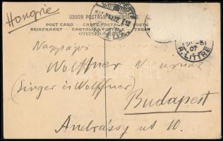 1907 Csók István (1865-1961) festőművész autográf, saját művét ábrázoló képeslapja Wolfner Vilmosnak...